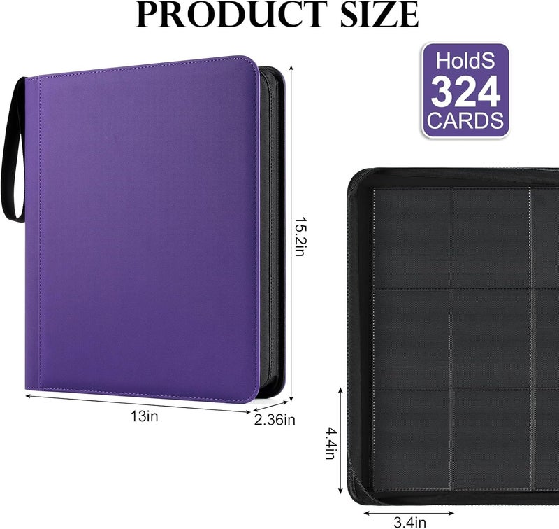 GEAoffice Waterproof Top Loader Binder Holds 324 Cards, Side Loading 9 Pocket Card Binder for Toploader, PU Leather Card Collection Album Folder Holder for 3"×4" Rigid, MTG, TCG, Sports Cards, Purple - Image 4